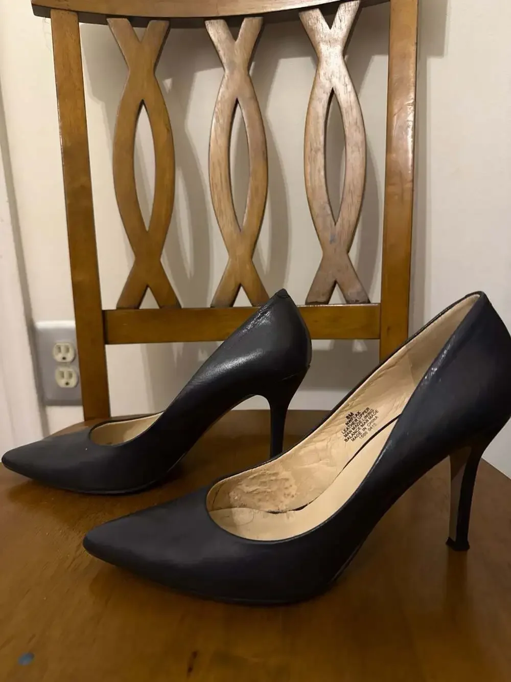 Nine West Flax Pointy Toe Stiletto Dress Pumps in Black Leather